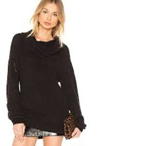 Free People Anthropologie Black Cowl Neck Sweater Medium